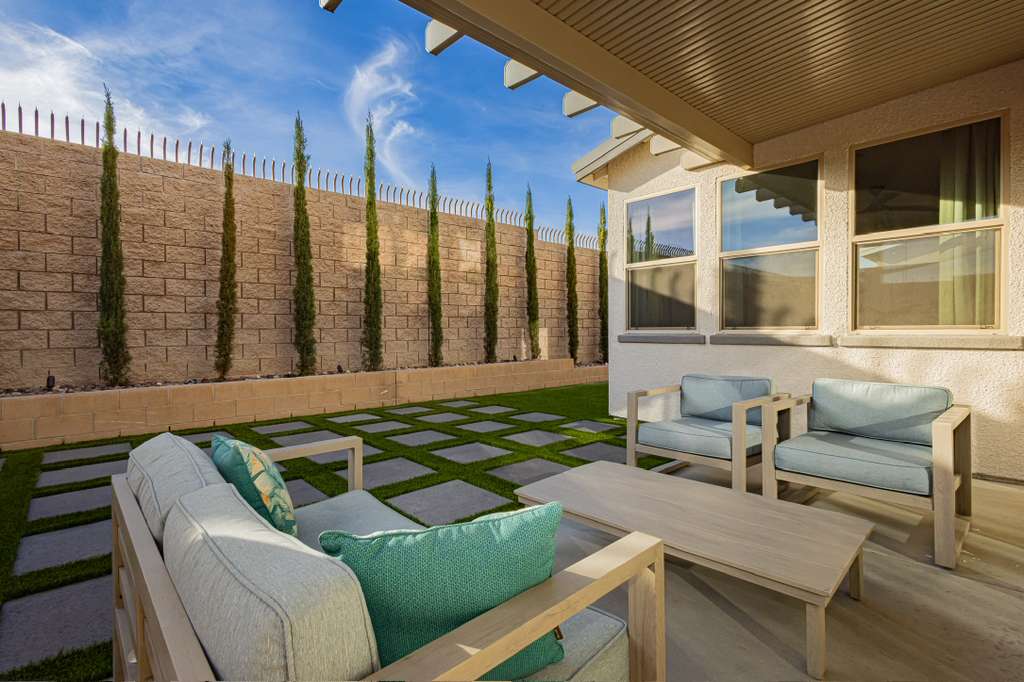 Peaceful outdoor patio at Harmony House for relaxation